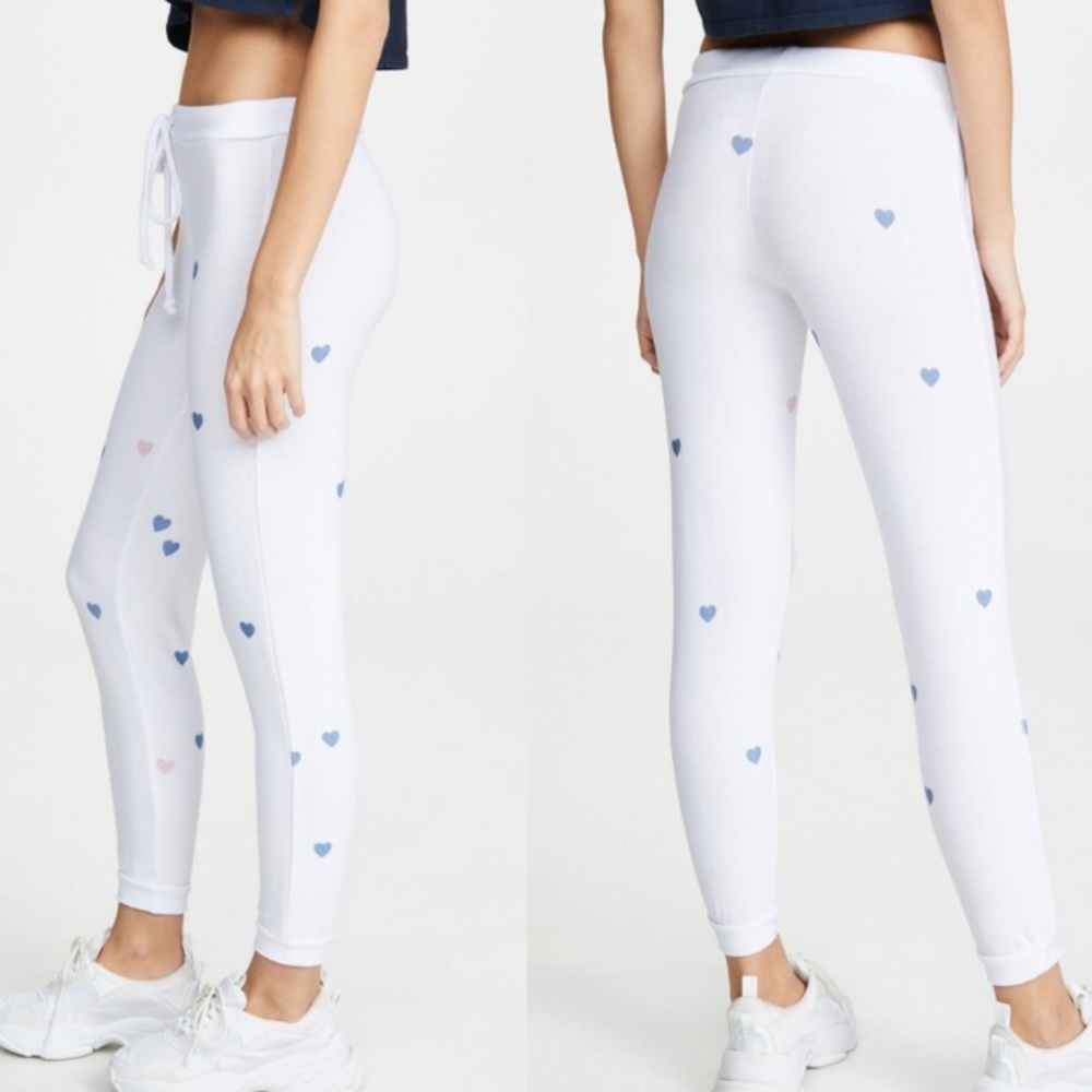 CHASER NWT COZY KNIT HEART PRINT LOUNGE PANTS WHIT - Picture 2 of 9